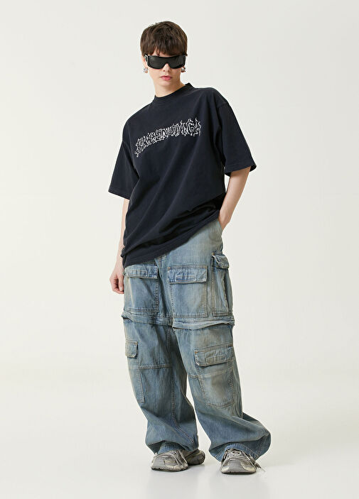 Balenciaga - Mavi Çıkarılabilir Paça Detaylı Jean Pantolon