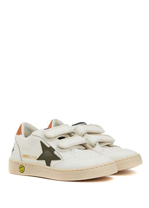 Ball Star Beyaz Yeşil Unisex Çocuk Deri Sneaker - Görsel 3