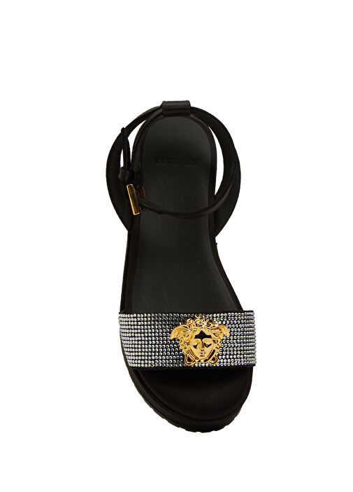 Siyah Gold Logolu Kız Çocuk Sandalet - Görsel 5