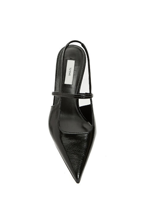 Siyah Deri Topuklu Ayakkabı - Görsel 5