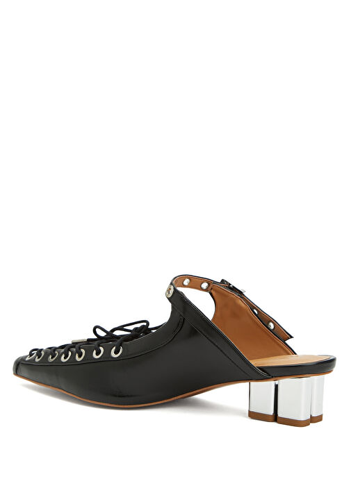 Eyelets Siyah Kadın Deri Terlik - Görsel 4