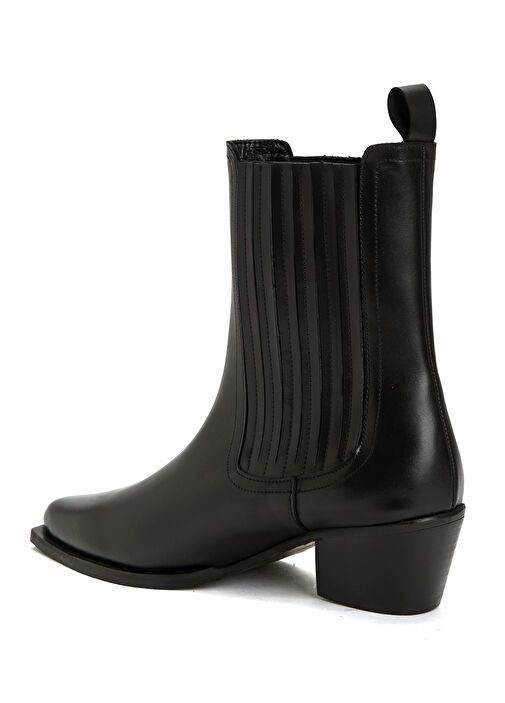 Siyah Kadın Deri Western Bot - Görsel 4