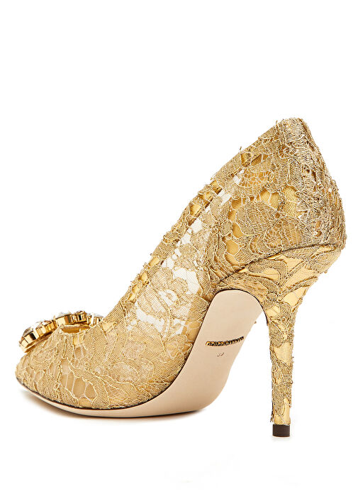 Lace Gold Topuklu Ayakkabı - Görsel 4
