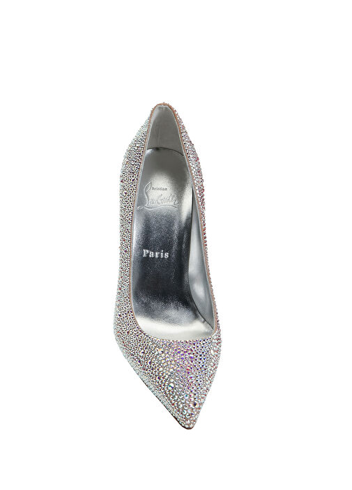 Kate Silver Taşlı Deri Stiletto - Görsel 5