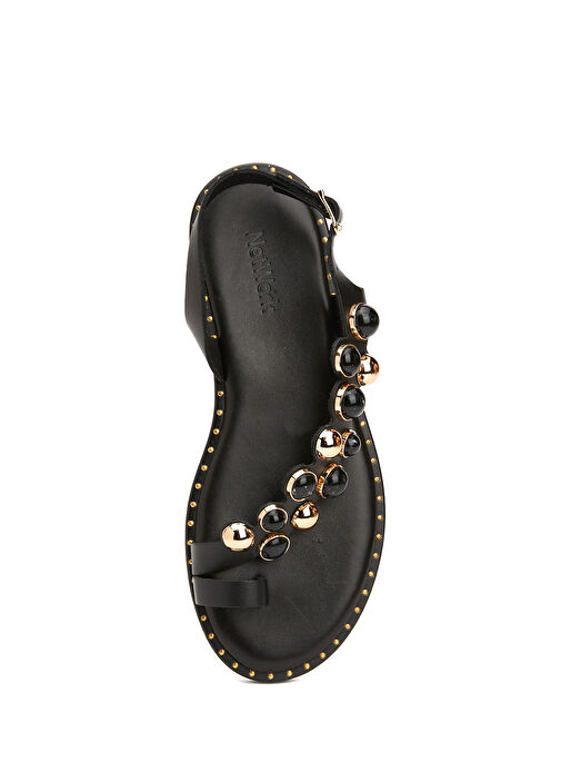 Siyah Kadın Deri Sandalet - Görsel 5