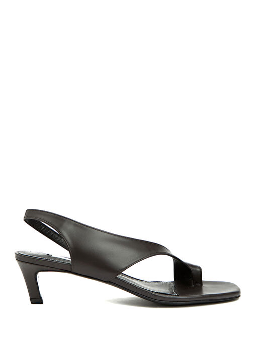 Koyu Kahverengi Kadın Deri Sandalet - Görsel 2