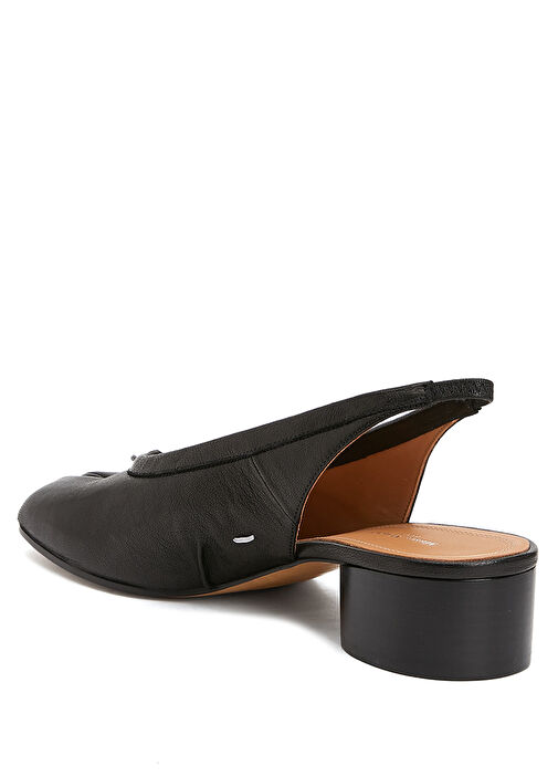 Siyah Deri Topuklu Ayakkabı - Görsel 4
