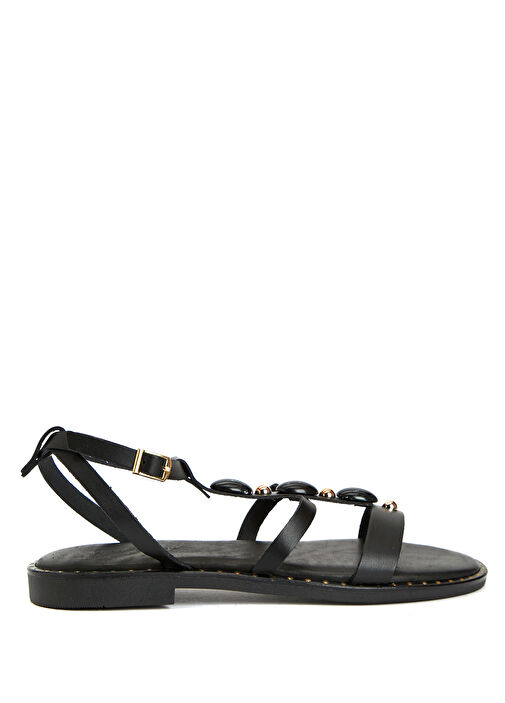 Siyah Toka Detaylı Kadın Deri Sandalet - Görsel 2
