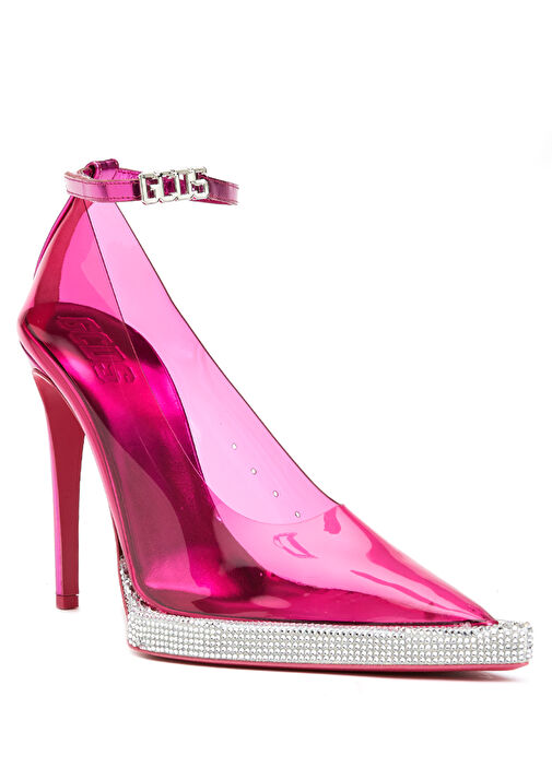 Fuşya Mikro Taş Detaylı Topuklu Ayakkabı - Görsel 3