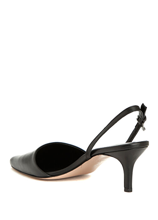 Siyah Deri Topuklu Ayakkabı - Görsel 4