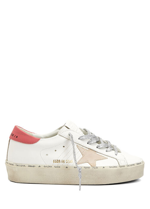 Golden Goose - Hi Star Kırmızı Beyaz Kadın Deri Sneaker - Kırmızı