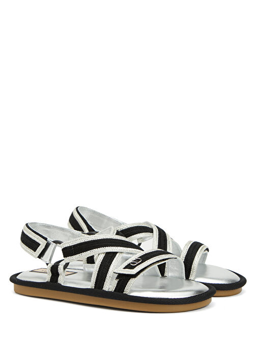 Siyah Silver Kadın Deri Sandalet - Görsel 3