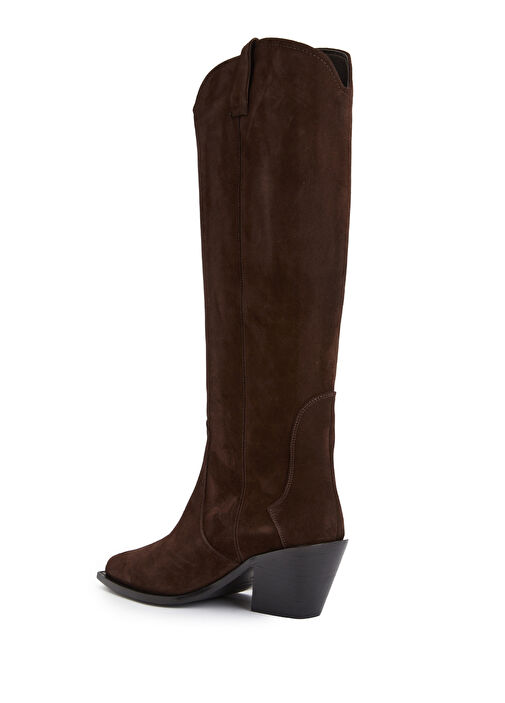 Tania Koyu Kahverengi Kadın Deri Çizme - Görsel 4
