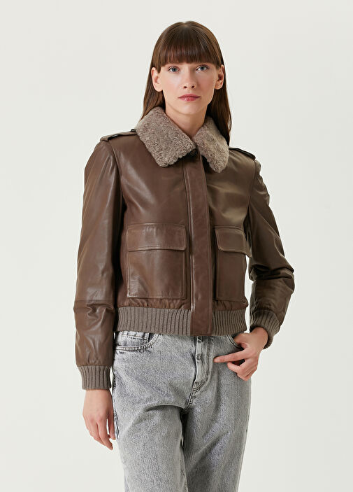 Brunello Cucinelli - Brown Leather Bomber Jacket