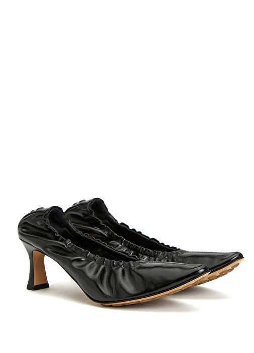 Siyah Deri Topuklu Ayakkabı - Görsel 3