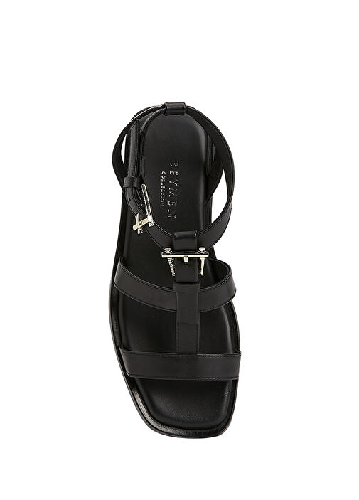 Siyah Kadın Deri Sandalet - Görsel 5