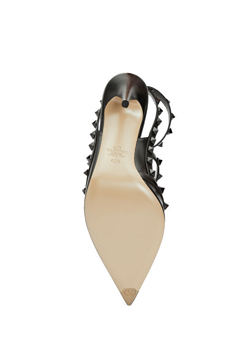 Siyah Deri Topuklu Ayakkabı - Görsel 6