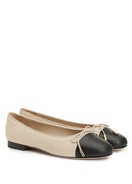 Siyah Bej Deri Babet - Görsel 3