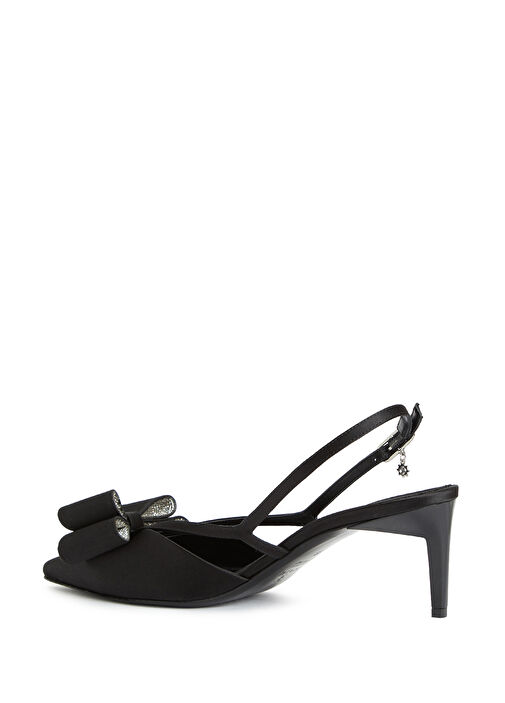 Siyah Saten Topuklu Ayakkabı - Görsel 4