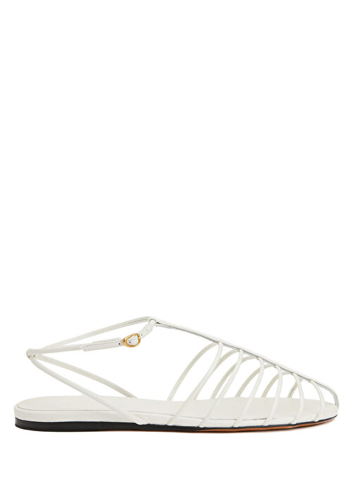 Tee Cage Beyaz Kadın Deri Sandalet - Görsel 2