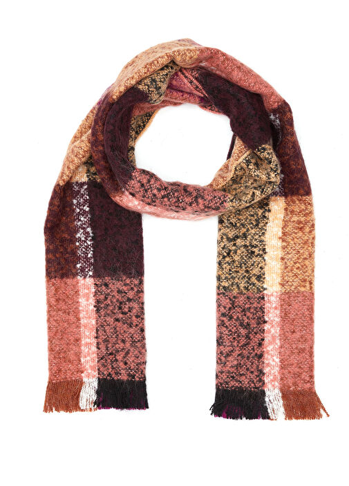 Çok Renkli Kare Desenli Kadın Atkı