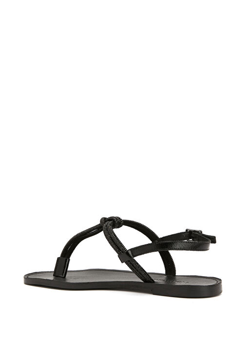 Siyah Kadın Deri Sandalet - Görsel 4