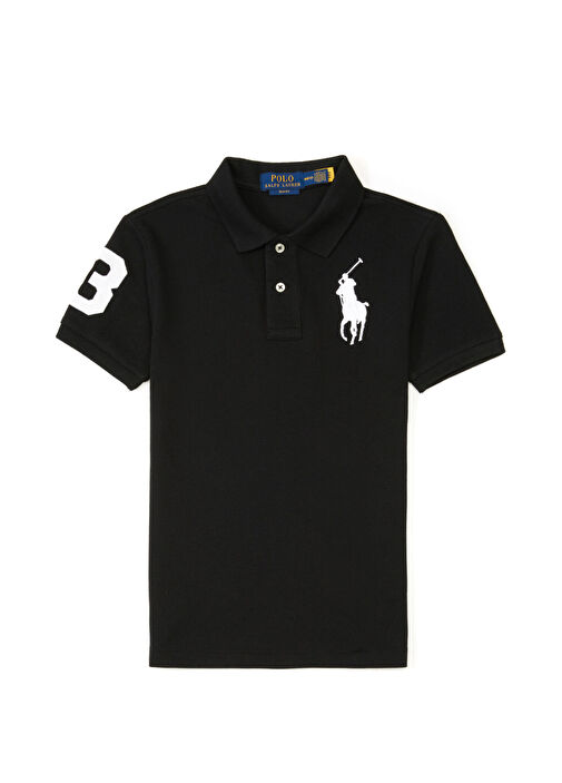 Polo Ralph Lauren - Siyah Polo Yaka Unisex Çocuk T-shirt - Siyah