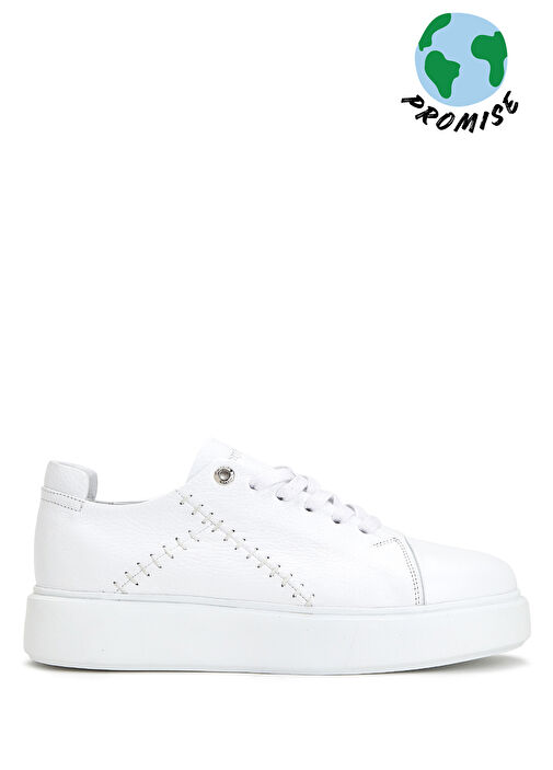 Beyaz Kadın Deri Sneaker - Görsel 2