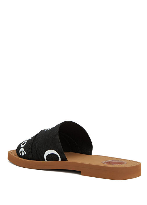 Woody Siyah Kadın Keten Terlik - Görsel 4