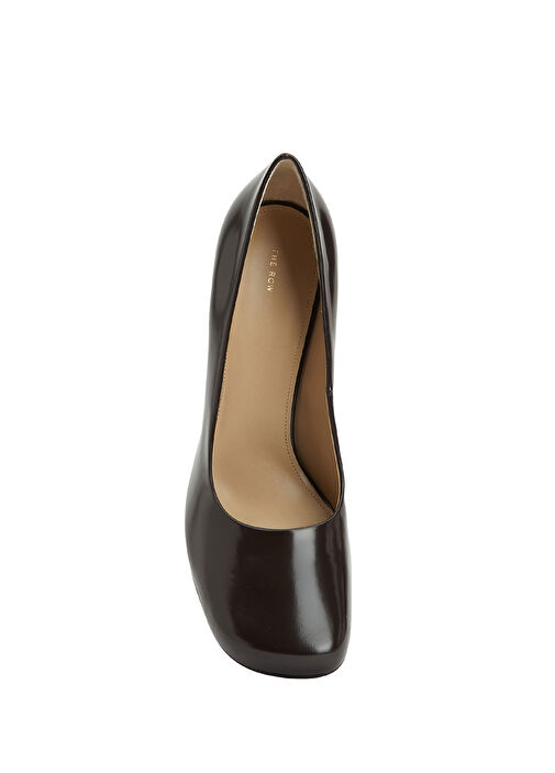 Koyu Kahverengi Deri Topuklu Ayakkabı - Görsel 5