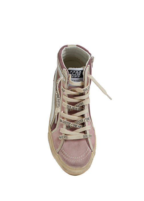 Slide Pembe Silver Kadın Deri Bilek Boy Sneaker - Görsel 5