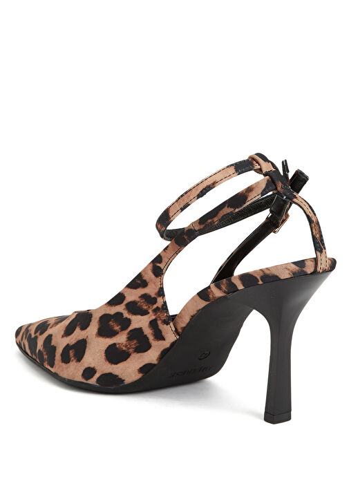 Leopar Desenli Deri Topuklu Ayakkabı - Görsel 4