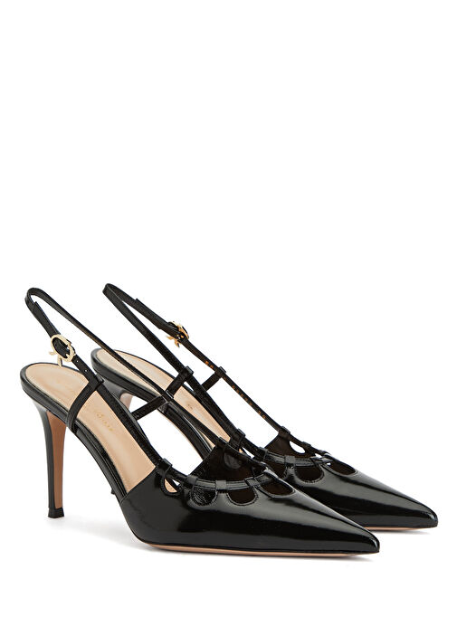Siyah Deri Topuklu Ayakkabı - Görsel 3