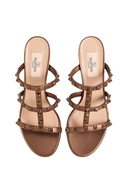 Rockstud Bronz Kadın Deri Terlik - Görsel 4