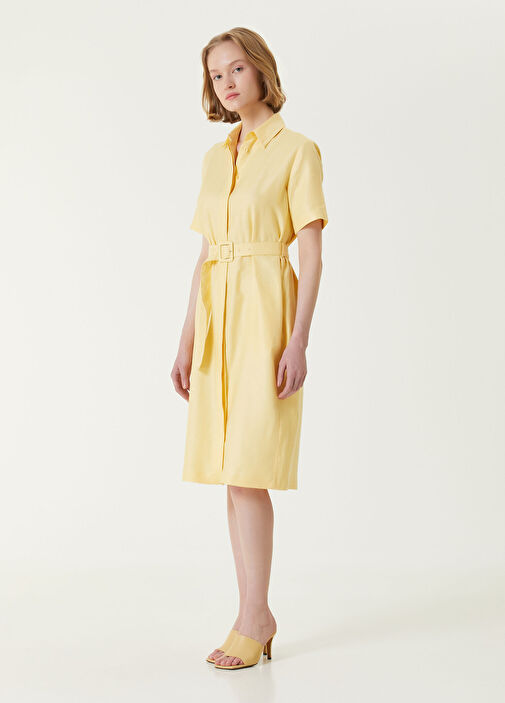 knee length dresses for ladies Yellow Sleeveless Midi Dress - Casual Dresses