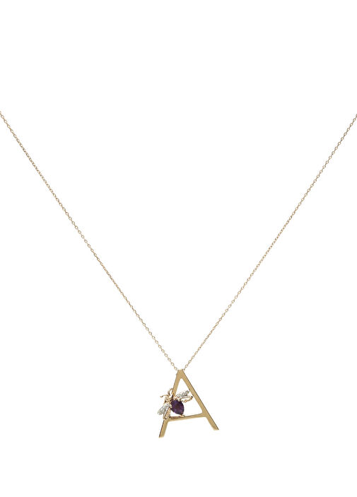 Bee Harf Formlu Kadın Altın Kolye