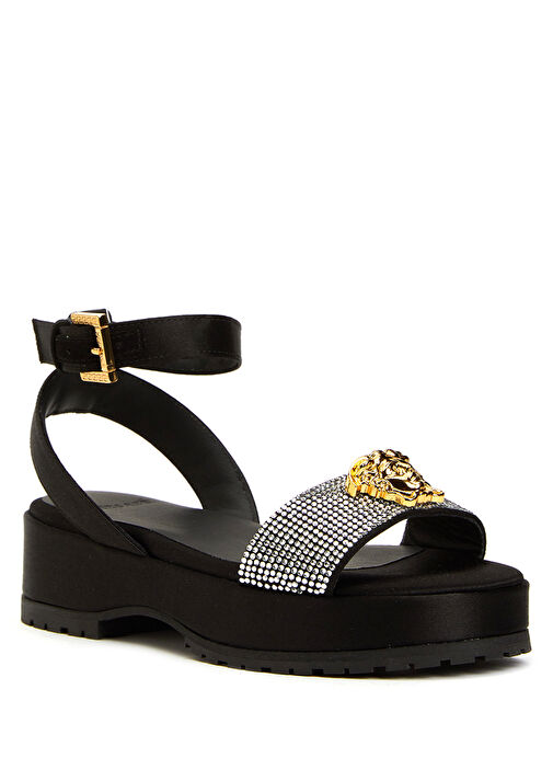 Siyah Gold Logolu Kız Çocuk Sandalet - Görsel 3