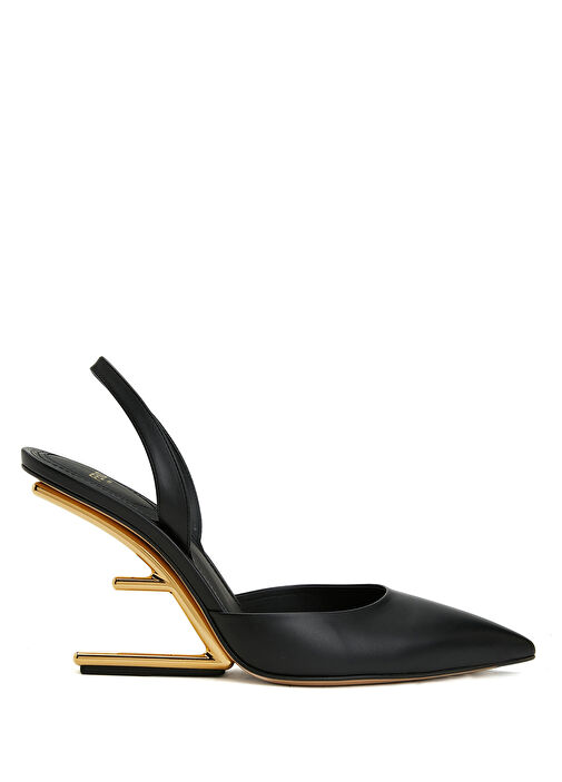 Fendi First Black Logo Women's Heeled Leather Sandals