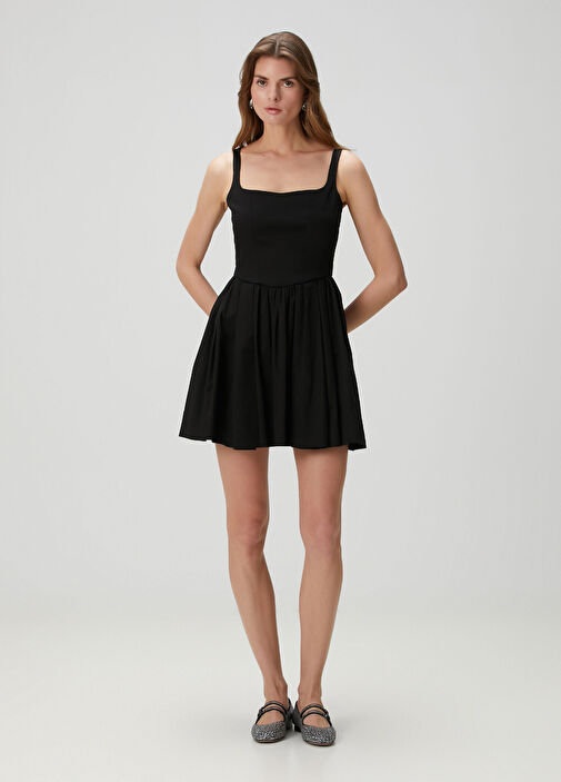 short sleeve black midi dress Silk Rib Half Sleeve Midi Dress