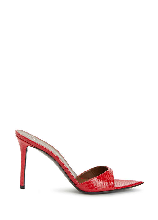 Bordo Desenli Kadın Deri Terlik - Görsel 2