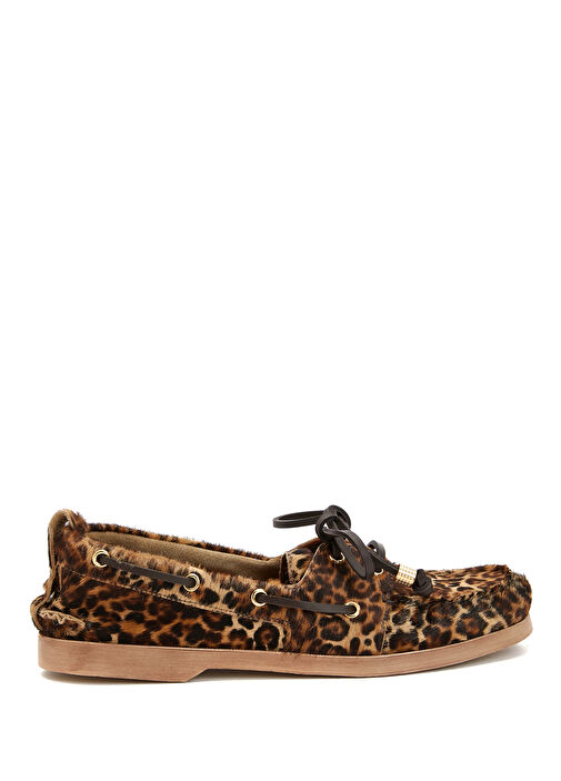 Leopar Desenli Kadın Süet Loafer - Görsel 2