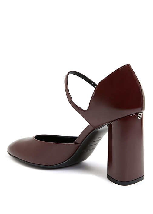 Bordo Deri Topuklu Ayakkabı - Görsel 4