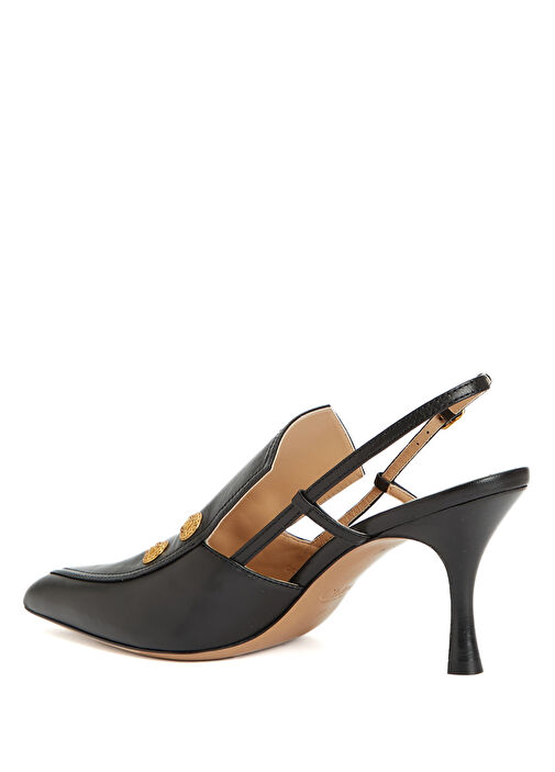 Agenes Siyah Deri Topuklu Ayakkabı - Görsel 4