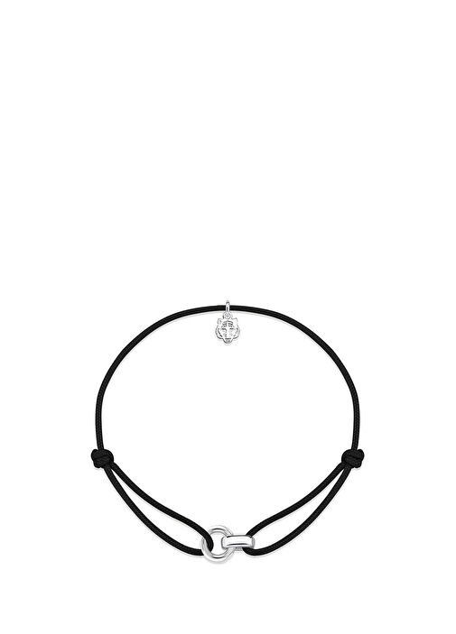 Linker Siyah İp 925 Ayar Gümüş Unisex Bileklik