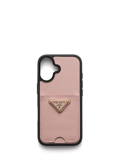 Prada - iPhone 17 Pembe Saffiano Deri Telefon Kılıfı - Pembe