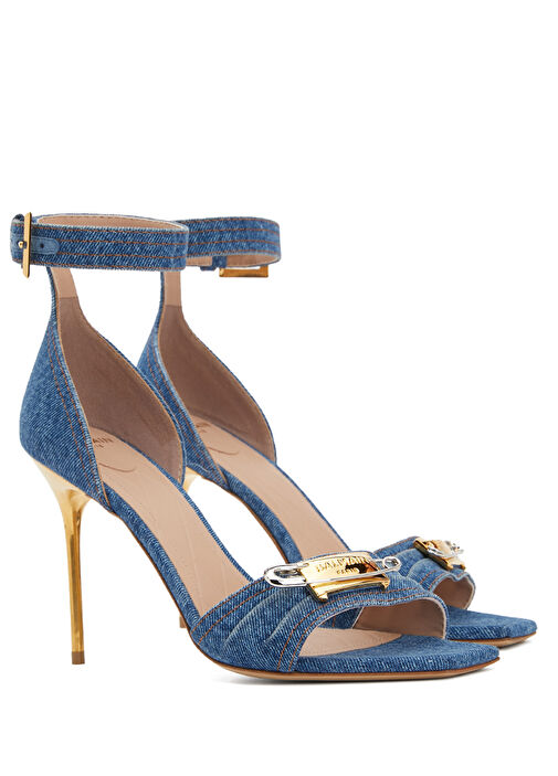 Safety Pin Mavi Kadın Denim Sandalet - Görsel 3