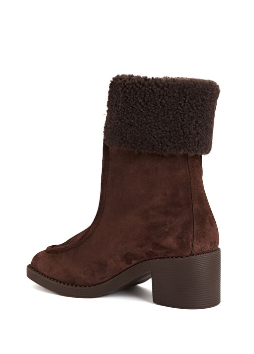 Hali Koyu Kahverengi Kadın Deri Bot - Görsel 4