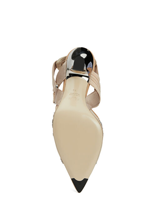 Nude Taş İşlemeli Topuklu Ayakkabı - Görsel 6