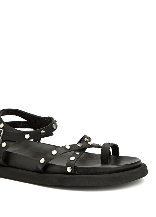 Siyah Kadın Süet Sandalet - Görsel 7