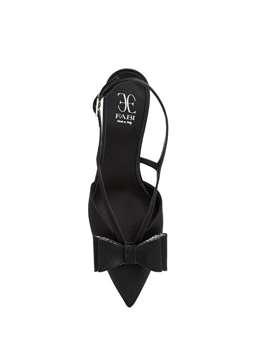 Siyah Saten Topuklu Ayakkabı - Görsel 5